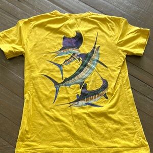 Yellow V-Neck T-Shirt Guy Harvey Size M